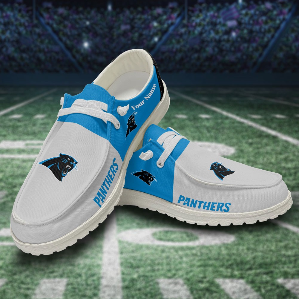 JWFancy NFL Carolina Panthers Hey Dude Shoes Wally Men's Lace Up Loafers Comfortable For Men And Women