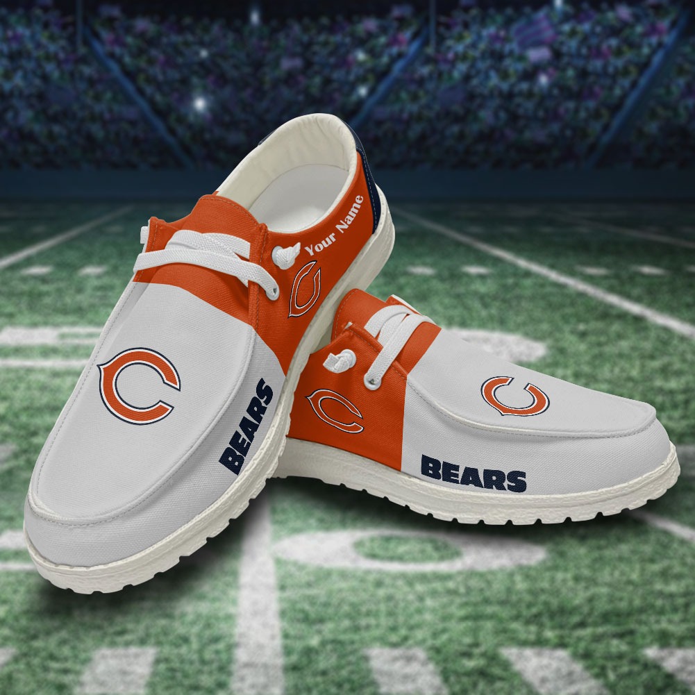 JWFancy NFL Chicago Bears Hey Dude Shoes Wally Men's Lace Up Loafers Comfortable For Men And Women