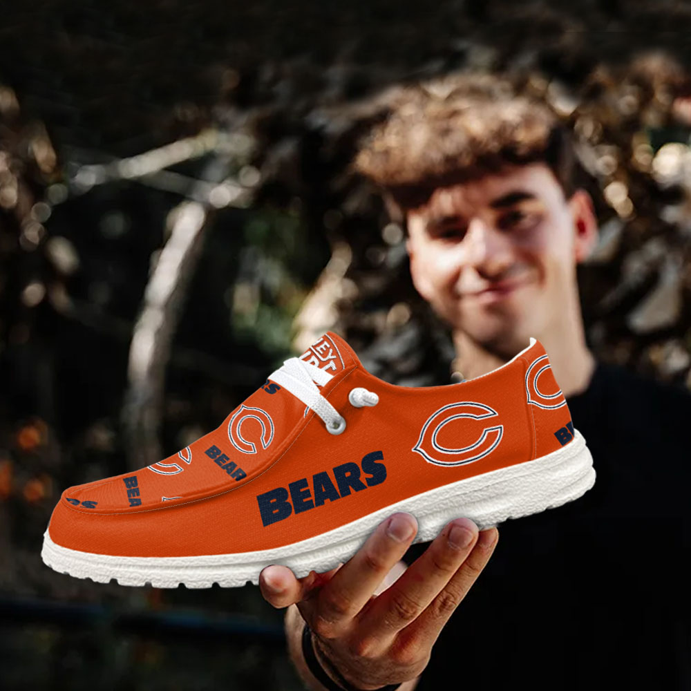 JWFancy NFL Chicago Bears Hey Dude Shoes Wally Men's Lace Up Loafers Comfortable For Men And Women