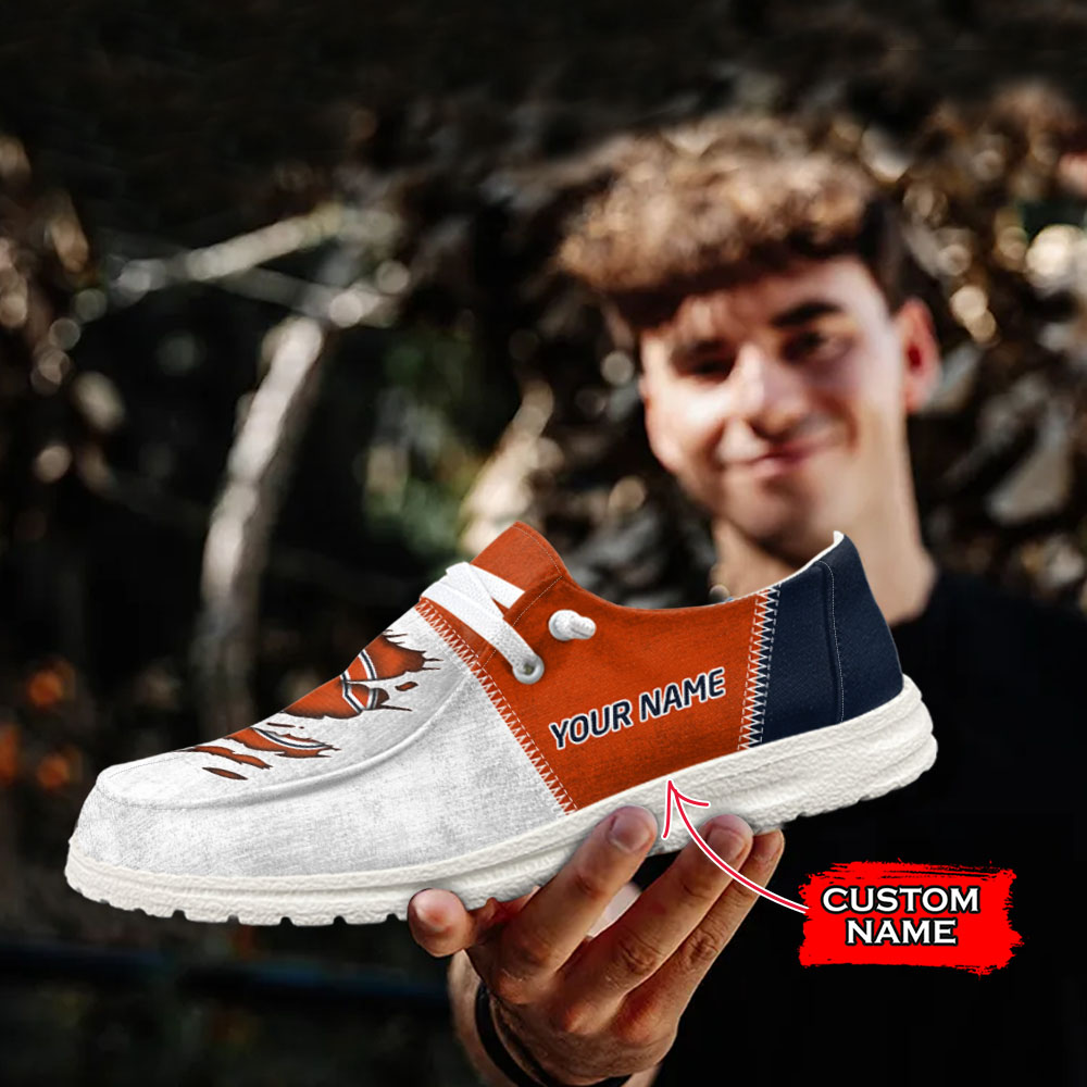 JWFancy NFL Chicago Bears Hey Dude Shoes Wally Men's Lace Up Loafers Comfortable For Men And Women