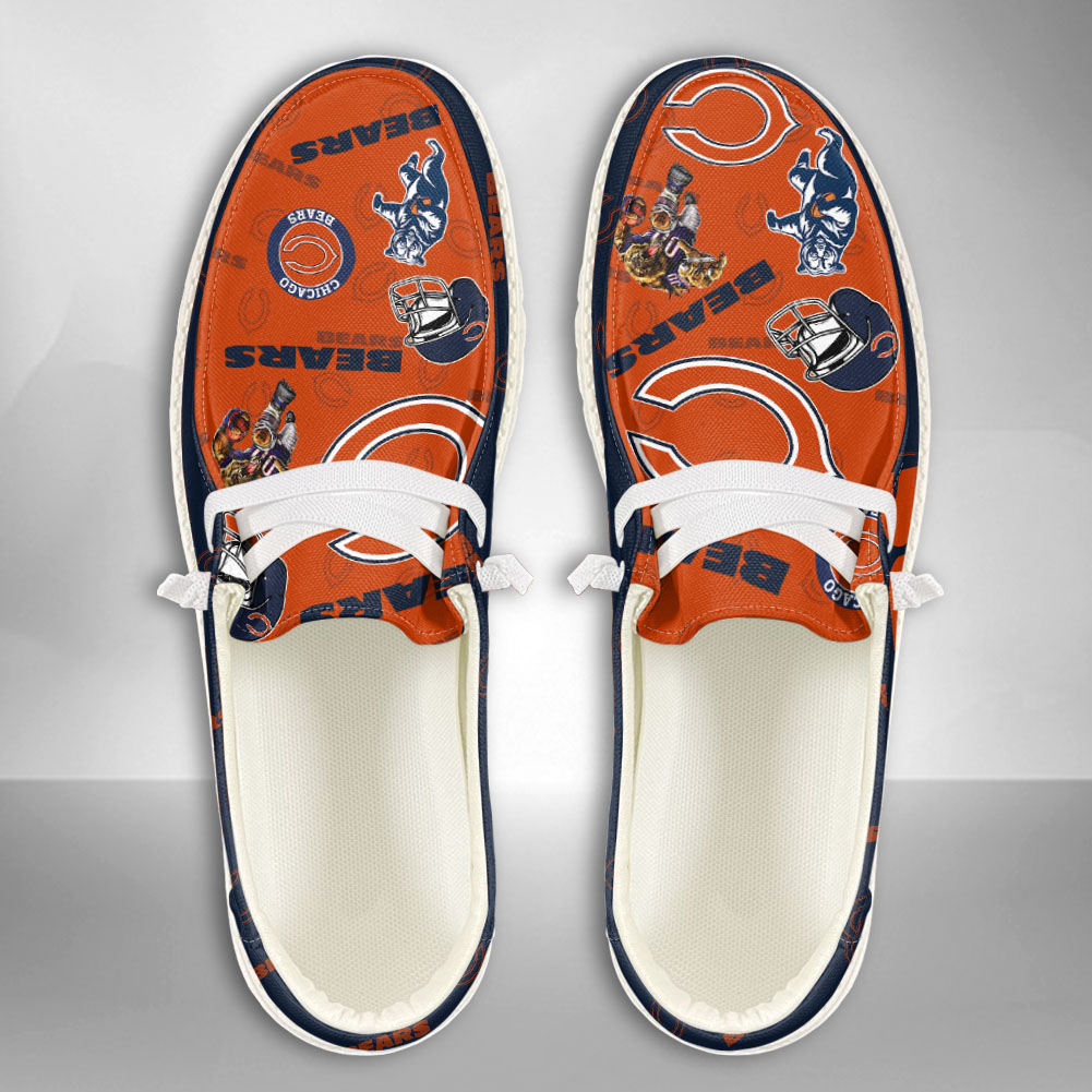 JWFancy NFL Chicago Bears Hey Dude Shoes Wally Men's Lace Up Loafers Comfortable For Men And Women