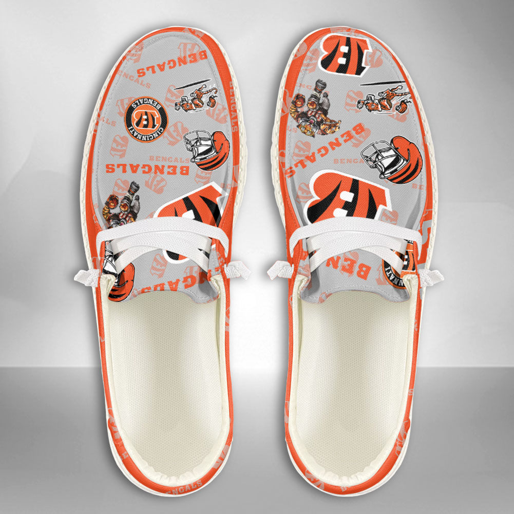 JWFancy NFL Cincinnati Bengals Hey Dude Shoes Wally Men's Lace Up Loafers Comfortable For Men And Women