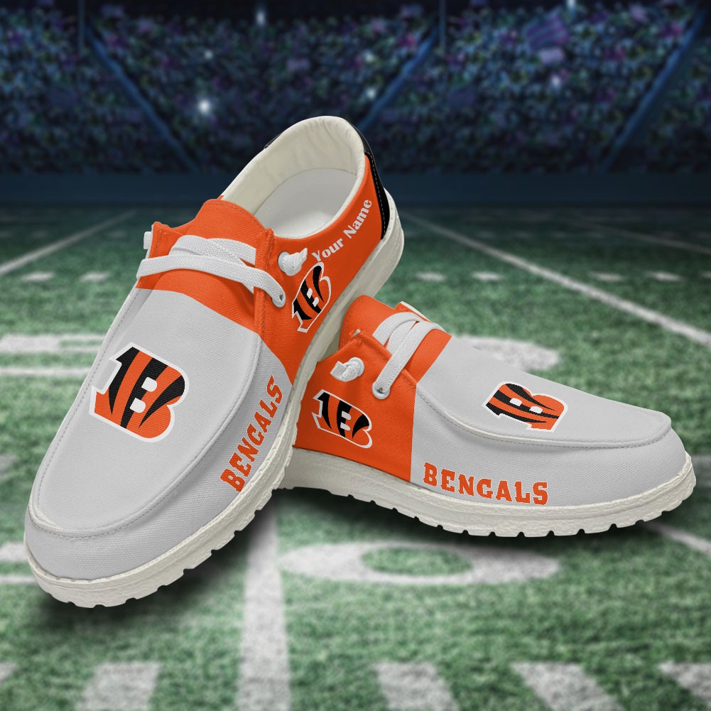 JWFancy NFL Cincinnati Bengals Hey Dude Shoes Wally Men's Lace Up Loafers Comfortable For Men And Women