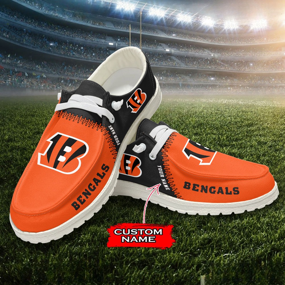 JWFancy NFL Cincinnati Bengals Hey Dude Shoes Wally Men's Lace Up Loafers Comfortable For Men And Women