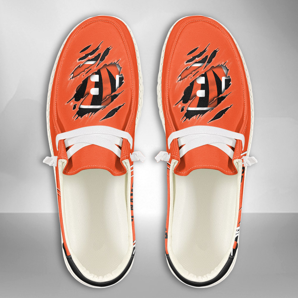 JWFancy NFL Cincinnati Bengals Hey Dude Shoes Wally Men's Lace Up Loafers Comfortable For Men And Women
