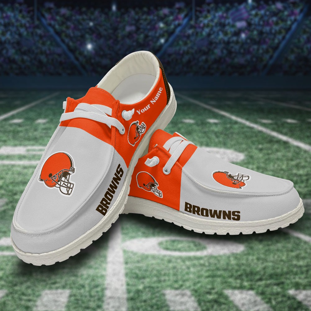 JWFancy NFL Cleveland Browns Hey Dude Shoes Wally Men's Lace Up Loafers Comfortable For Men And Women