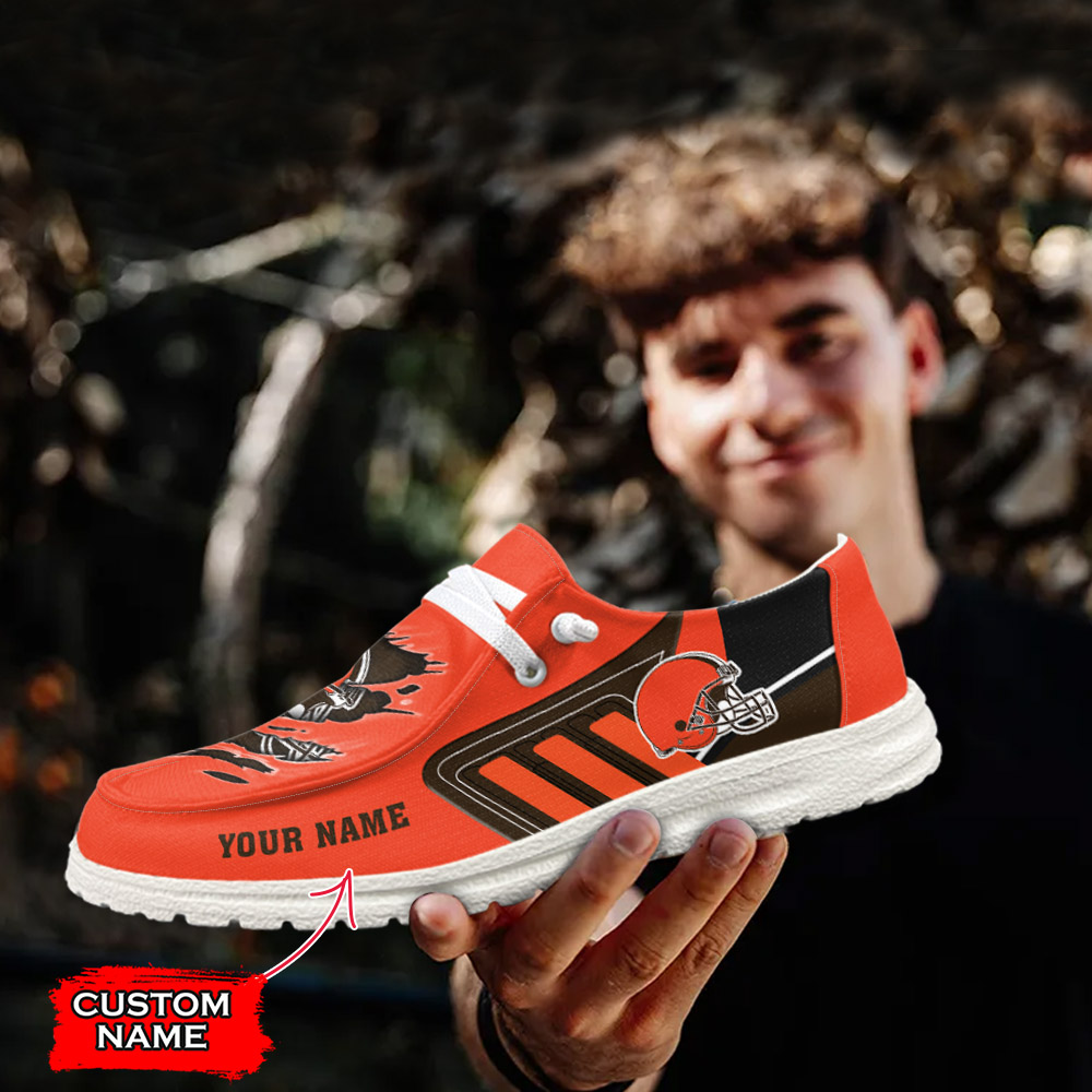 JWFancy NFL Cleveland Browns Hey Dude Shoes Wally Men's Lace Up Loafers Comfortable For Men And Women