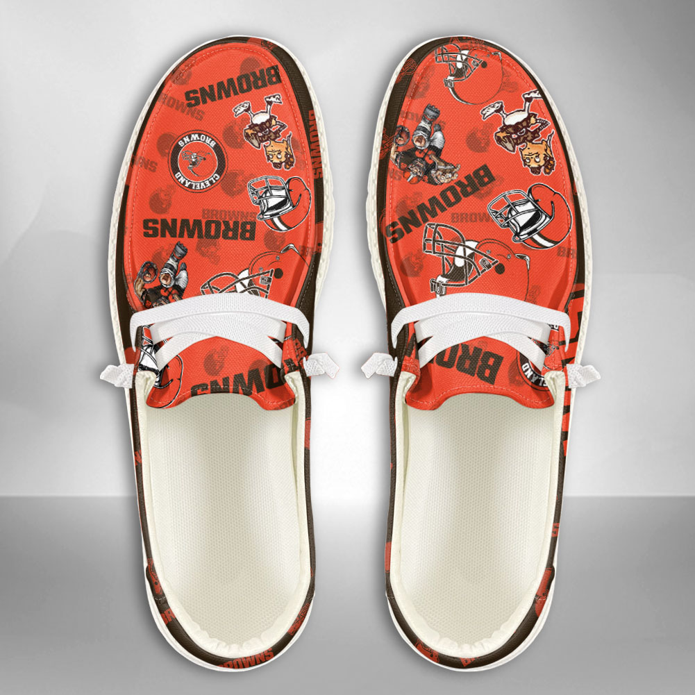 JWFancy NFL Cleveland Browns Hey Dude Shoes Wally Men's Lace Up Loafers Comfortable For Men And Women
