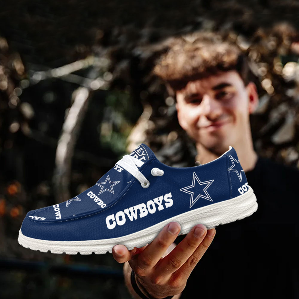 JWFancy NFL Dallas Cowboys Hey Dude Shoes Wally Men's Lace Up Loafers Comfortable For Men And Women