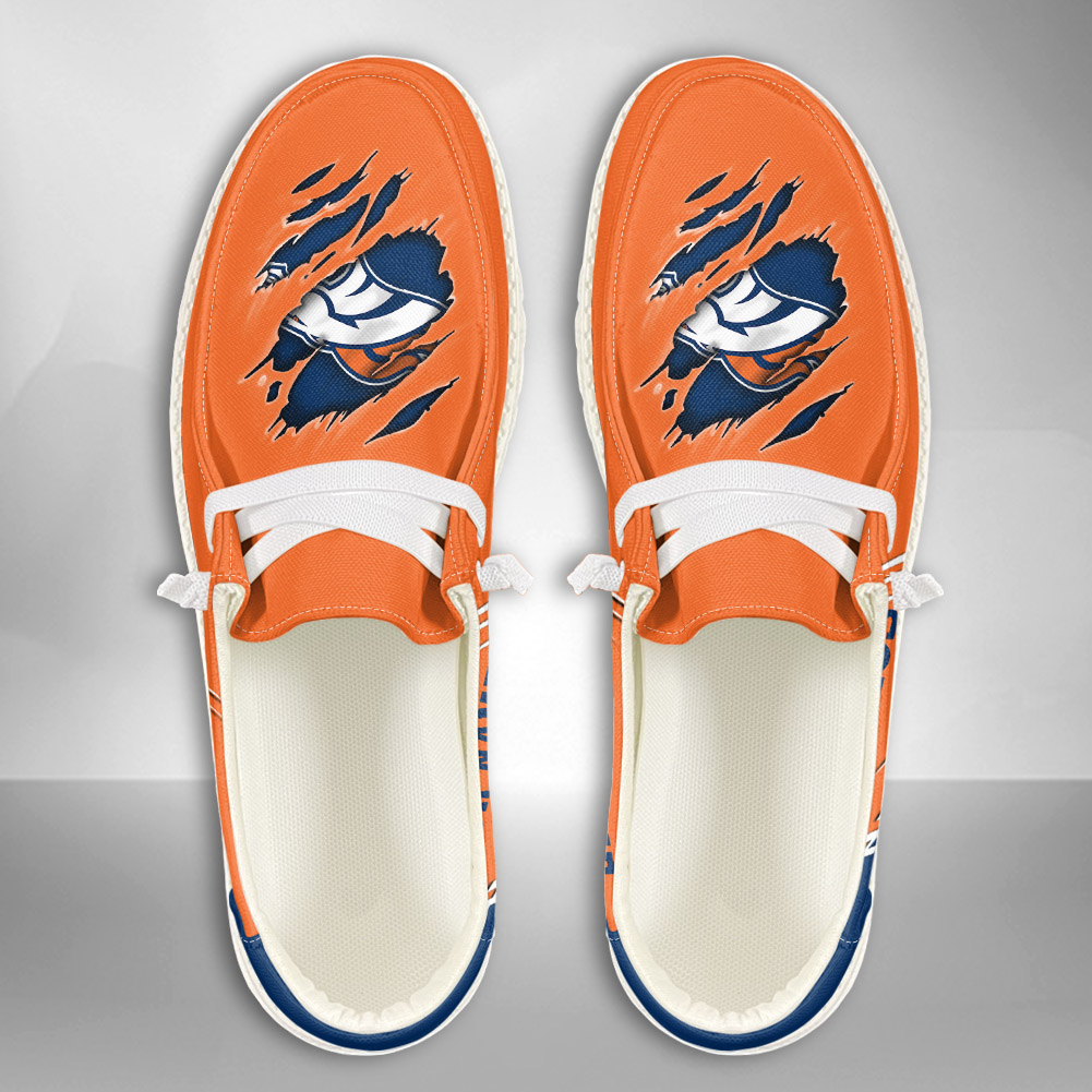 JWFancy NFL Denver Broncos Hey Dude Shoes Wally Men's Lace Up Loafers Comfortable For Men And Women