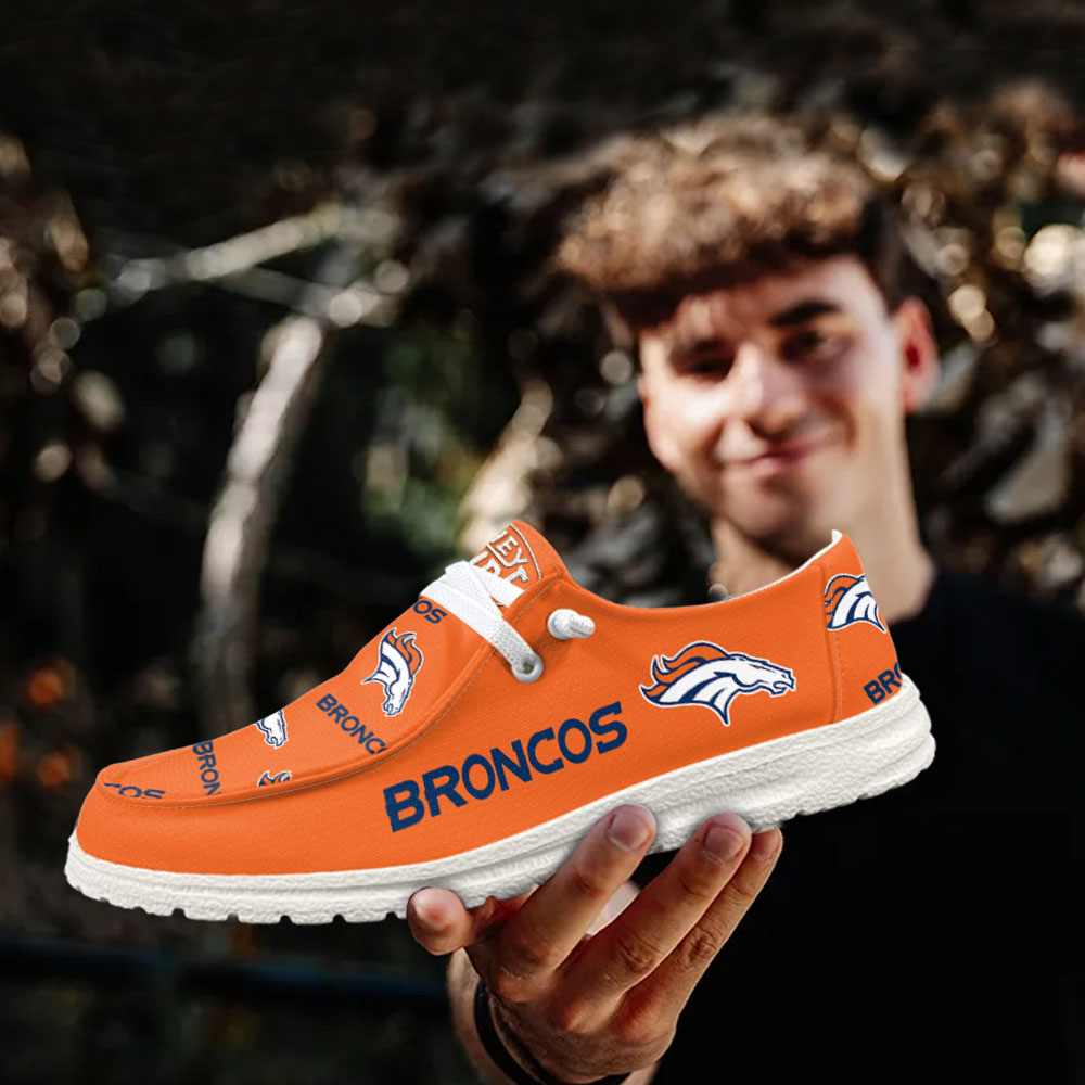 JWFancy NFL Denver Broncos Hey Dude Shoes Wally Men's Lace Up Loafers Comfortable For Men And Women
