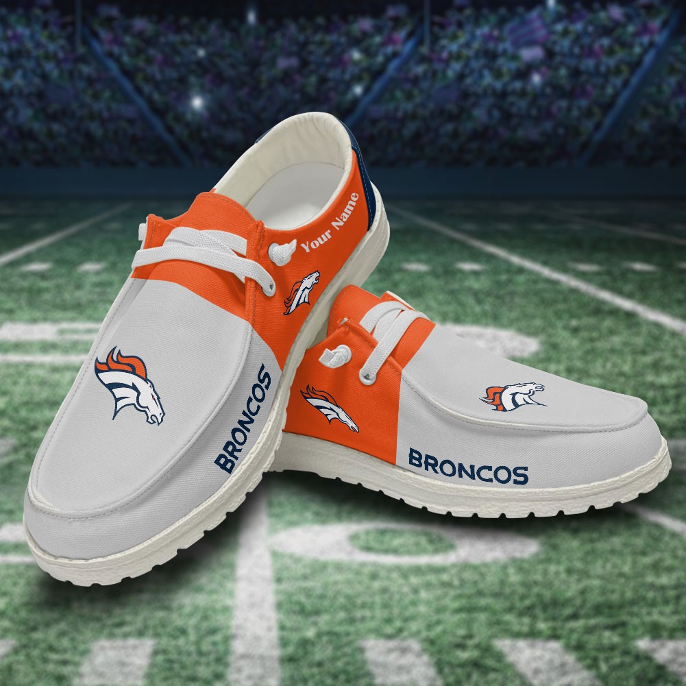 JWFancy NFL Denver Broncos Hey Dude Shoes Wally Men's Lace Up Loafers Comfortable For Men And Women