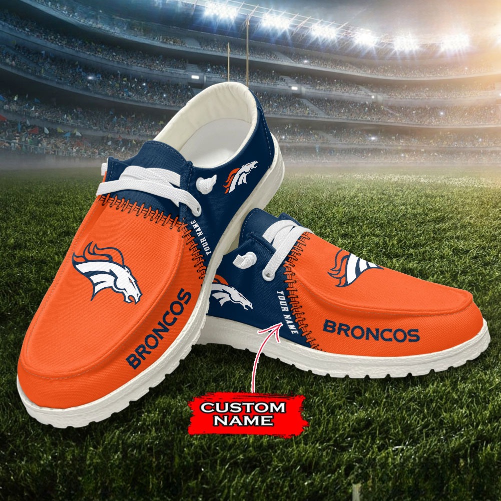 JWFancy NFL Denver Broncos Hey Dude Shoes Wally Men's Lace Up Loafers Comfortable For Men And Women