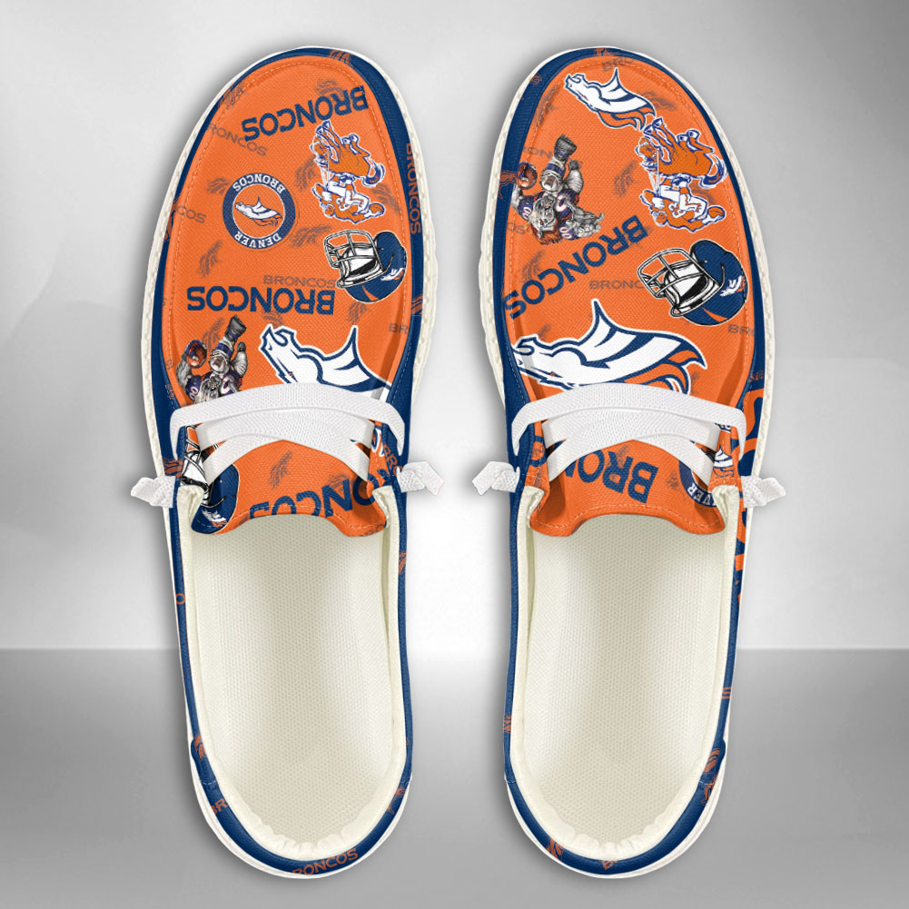 JWFancy NFL Denver Broncos Hey Dude Shoes Wally Men's Lace Up Loafers Comfortable For Men And Women