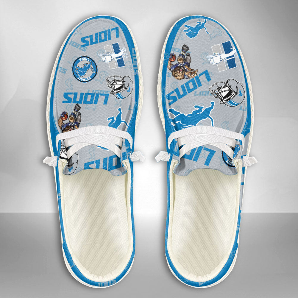 JWFancy NFL Detroit Lions Hey Dude Shoes Wally Men's Lace Up Loafers Comfortable For Men And Women