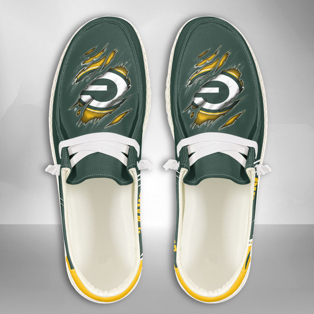 JWFancy NFL Green Bay Packers Hey Dude Shoes Wally Men's Lace Up Loafers Comfortable For Men And Women