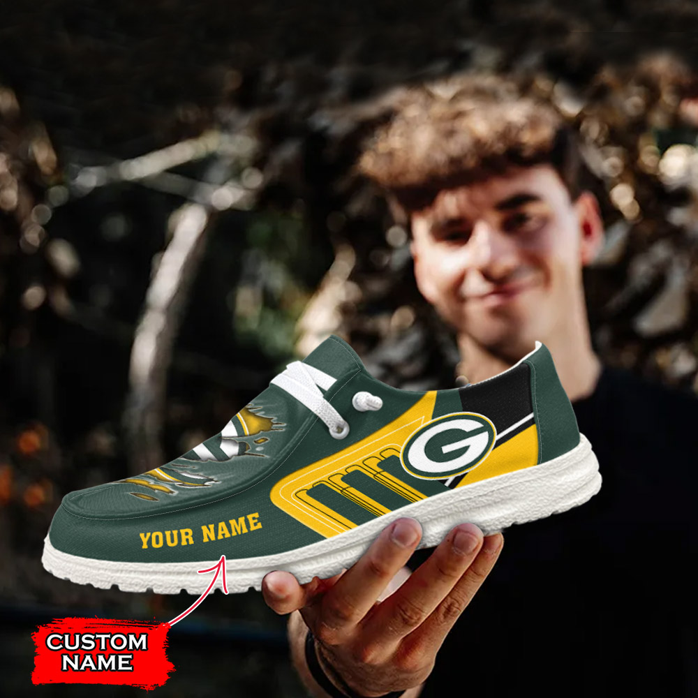JWFancy NFL Green Bay Packers Hey Dude Shoes Wally Men's Lace Up Loafers Comfortable For Men And Women