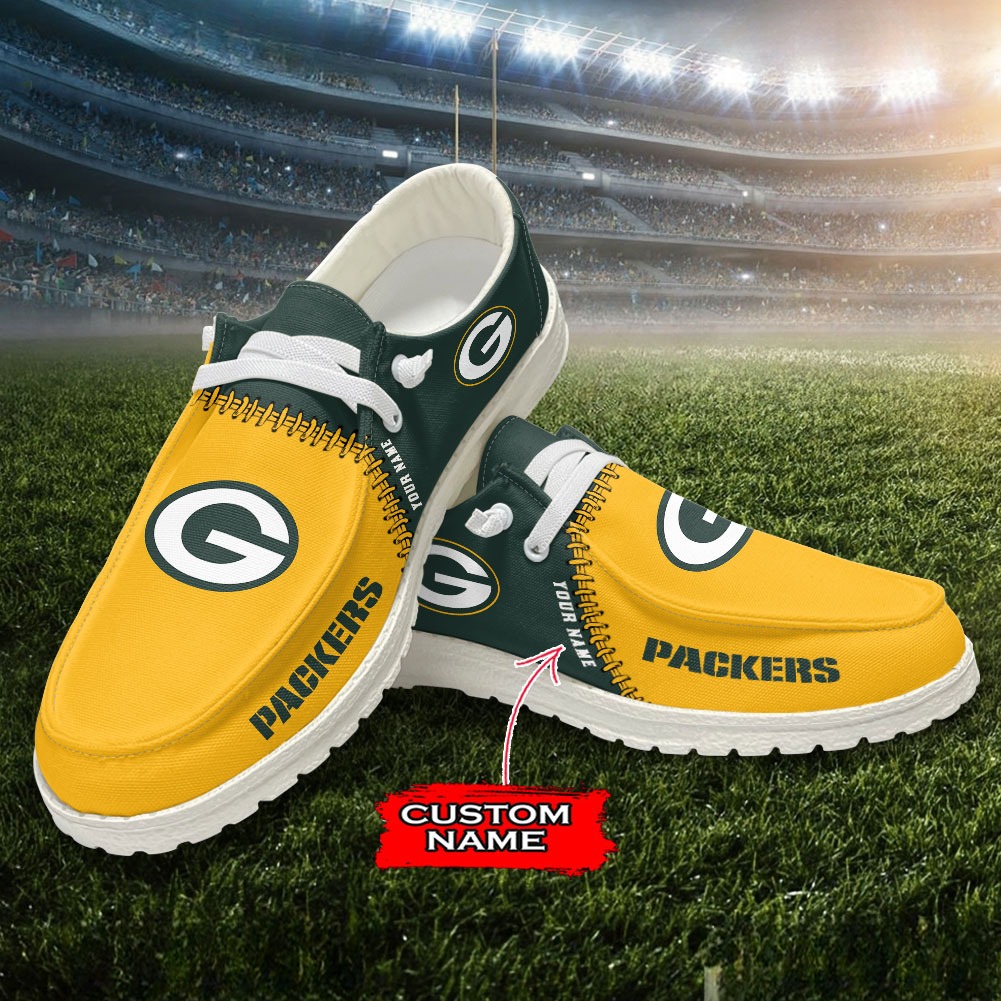 JWFancy NFL Green Bay Packers Hey Dude Shoes Wally Men's Lace Up Loafers Comfortable For Men And Women