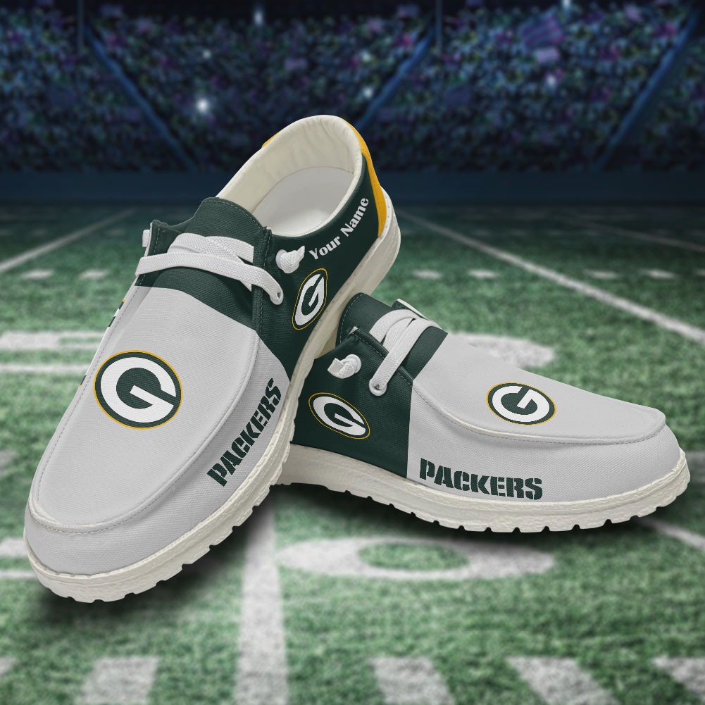 JWFancy NFL Green Bay Packers Hey Dude Shoes Wally Men's Lace Up Loafers Comfortable For Men And Women