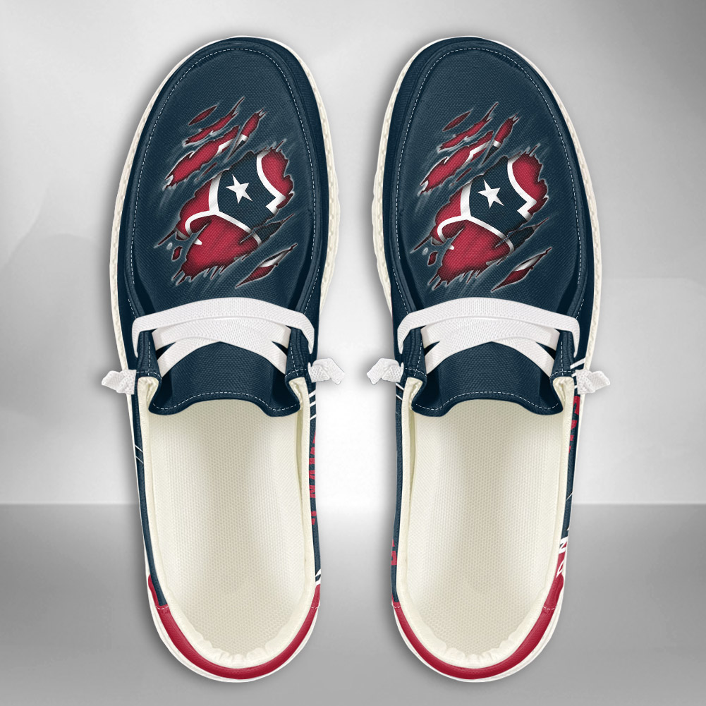 JWFancy NFL Houston Texans Hey Dude Shoes Wally Men's Lace Up Loafers Comfortable For Men And Women