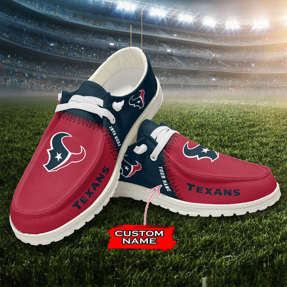 JWFancy NFL Houston Texans Hey Dude Shoes Wally Men's Lace Up Loafers Comfortable For Men And Women
