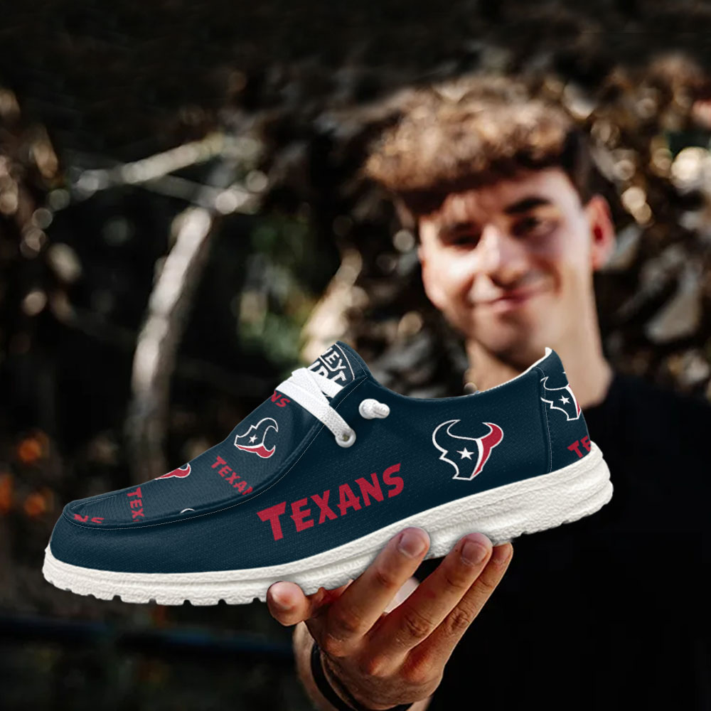 JWFancy NFL Houston Texans Hey Dude Shoes Wally Men's Lace Up Loafers Comfortable For Men And Women