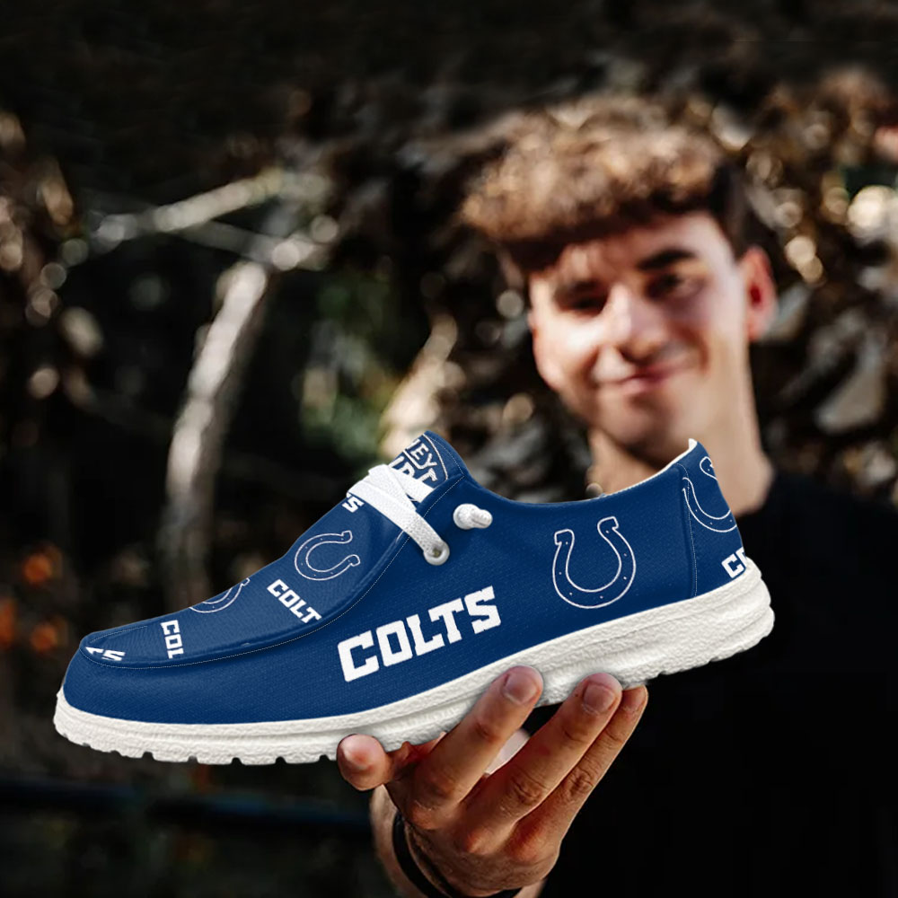 JWFancy NFL Indianapolis Colts Hey Dude Shoes Wally Men's Lace Up Loafers Comfortable For Men And Women