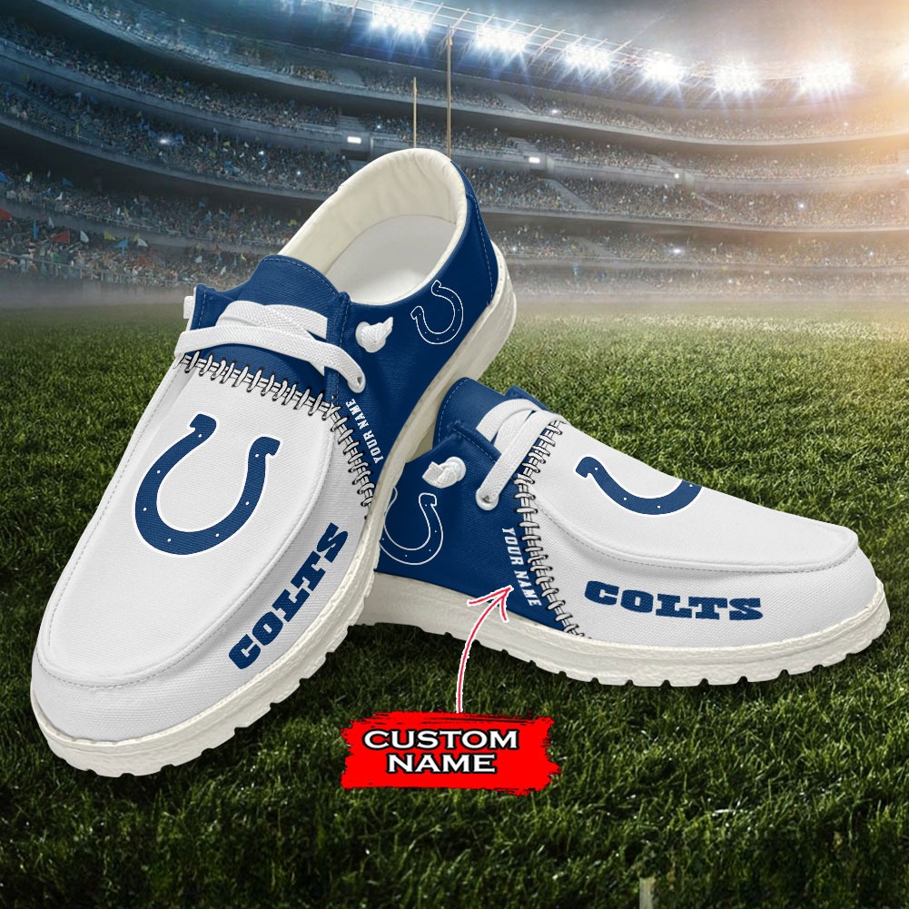 JWFancy NFL Indianapolis Colts Hey Dude Shoes Wally Men's Lace Up Loafers Comfortable For Men And Women