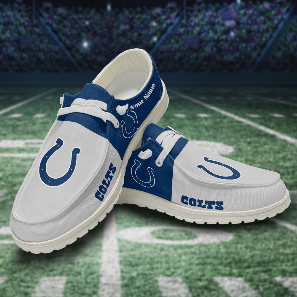 JWFancy NFL Indianapolis Colts Hey Dude Shoes Wally Men's Lace Up Loafers Comfortable For Men And Women