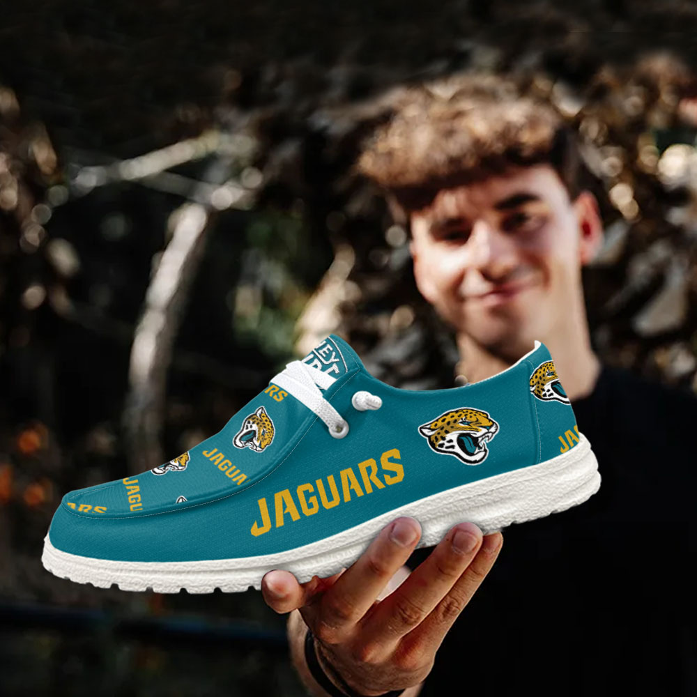 JWFancy NFL Jacksonville Jaguars Hey Dude Shoes Wally Men's Lace Up Loafers Comfortable For Men And Women