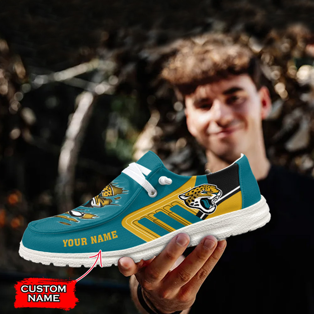 JWFancy NFL Jacksonville Jaguars Hey Dude Shoes Wally Men's Lace Up Loafers Comfortable For Men And Women