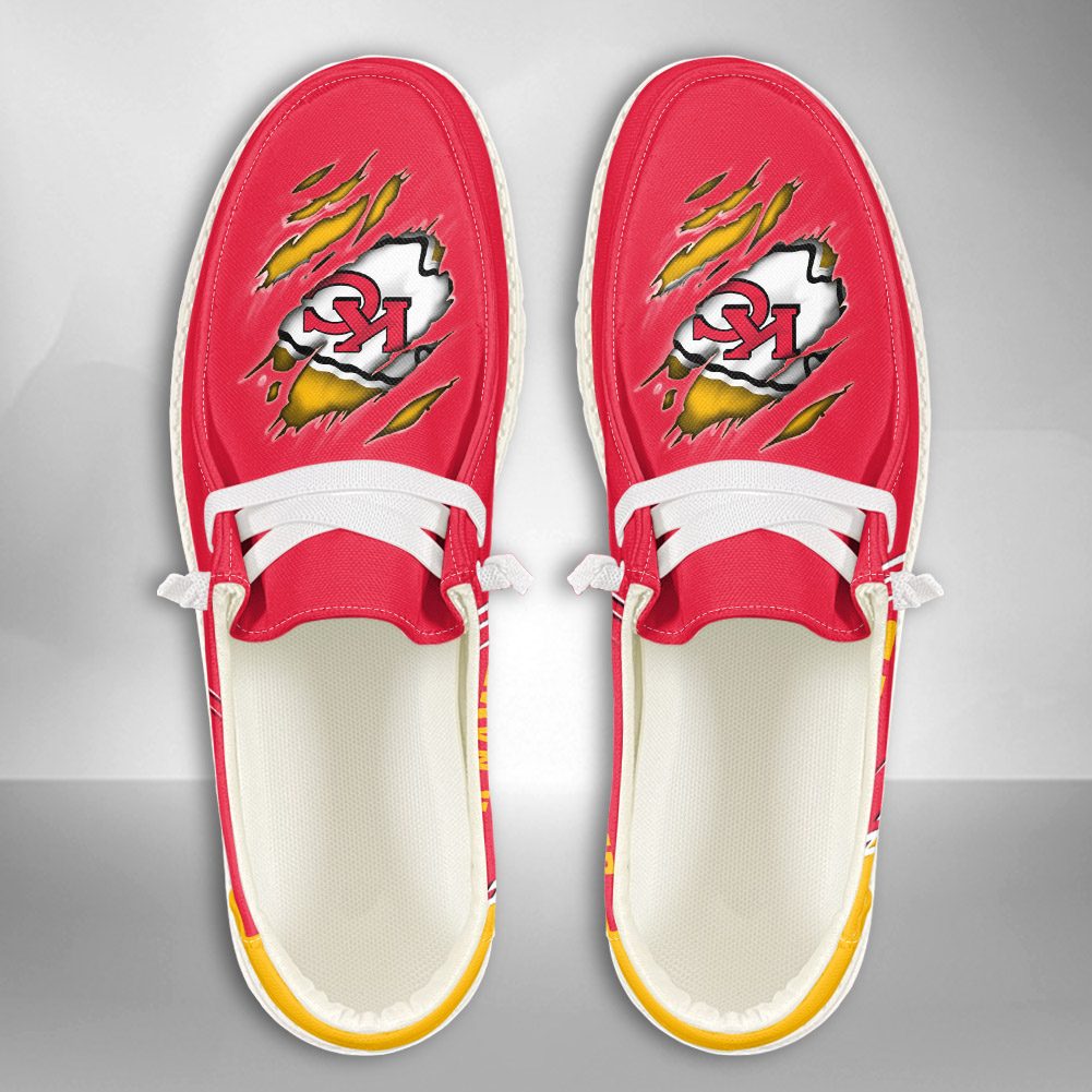 JWFancy NFL Kansas City Chiefs Hey Dude Shoes Wally Men's Lace Up Loafers Comfortable For Men And Women