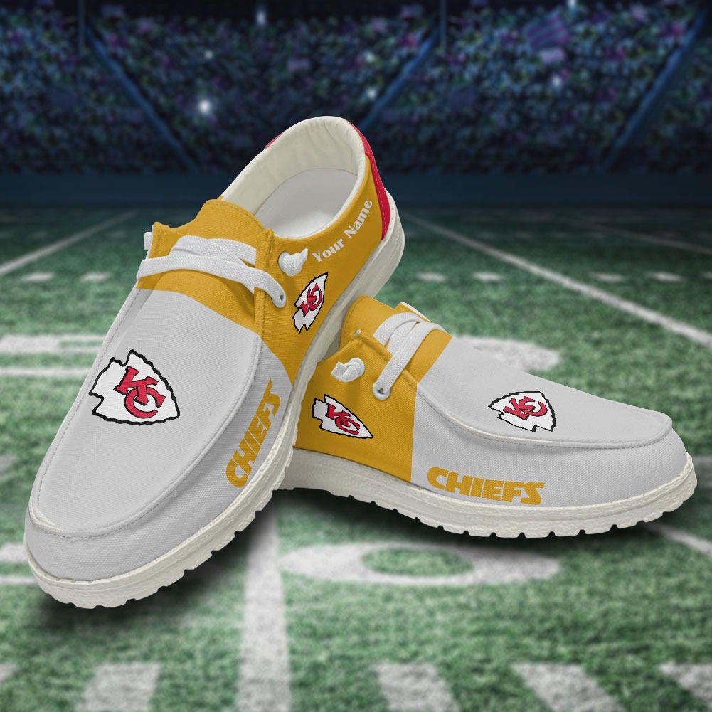 JWFancy NFL Kansas City Chiefs Hey Dude Shoes Wally Men's Lace Up Loafers Comfortable For Men And Women