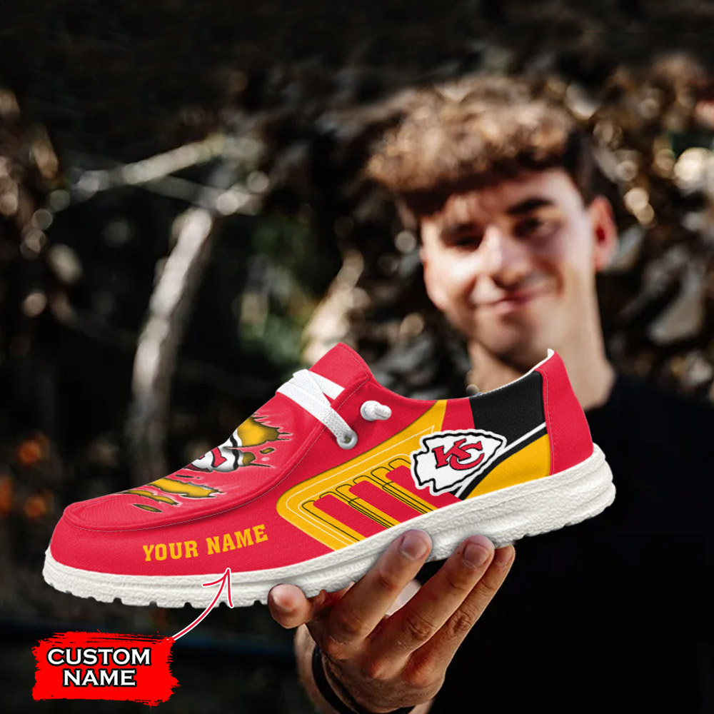 JWFancy NFL Kansas City Chiefs Hey Dude Shoes Wally Men's Lace Up Loafers Comfortable For Men And Women