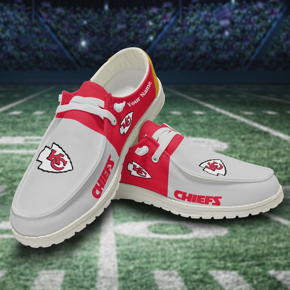 JWFancy NFL Kansas City Chiefs Hey Dude Shoes Wally Men's Lace Up Loafers Comfortable For Men And Women