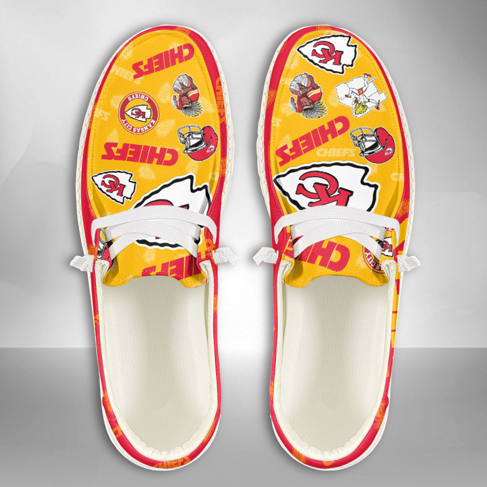 JWFancy NFL Kansas City Chiefs Hey Dude Shoes Wally Men's Lace Up Loafers Comfortable For Men And Women