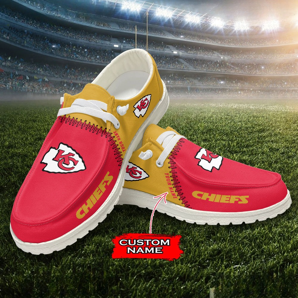 JWFancy NFL Kansas City Chiefs Hey Dude Shoes Wally Men's Lace Up Loafers Comfortable For Men And Women