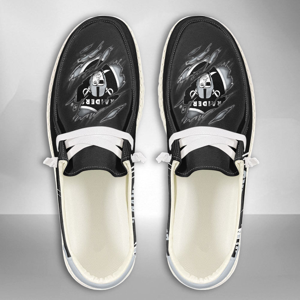 JWFancy NFL Las Vegas Raiders Hey Dude Shoes Wally Men's Lace Up Loafers Comfortable For Men And Women