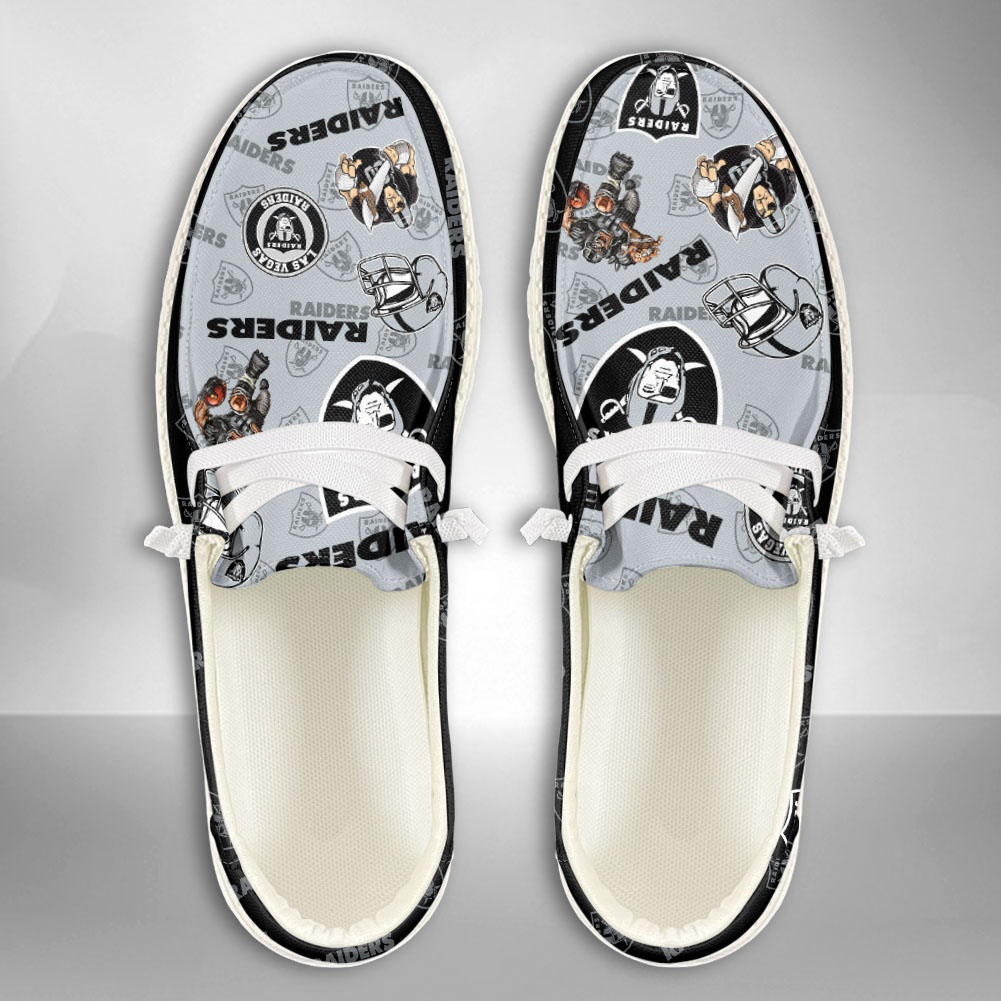 JWFancy NFL Las Vegas Raiders Hey Dude Shoes Wally Men's Lace Up Loafers Comfortable For Men And Women