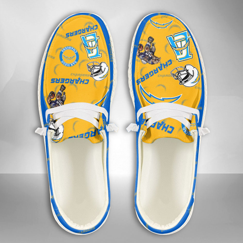 JWFancy NFL Los Angeles Chargers Hey Dude Shoes Wally Men's Lace Up Loafers Comfortable For Men And Women