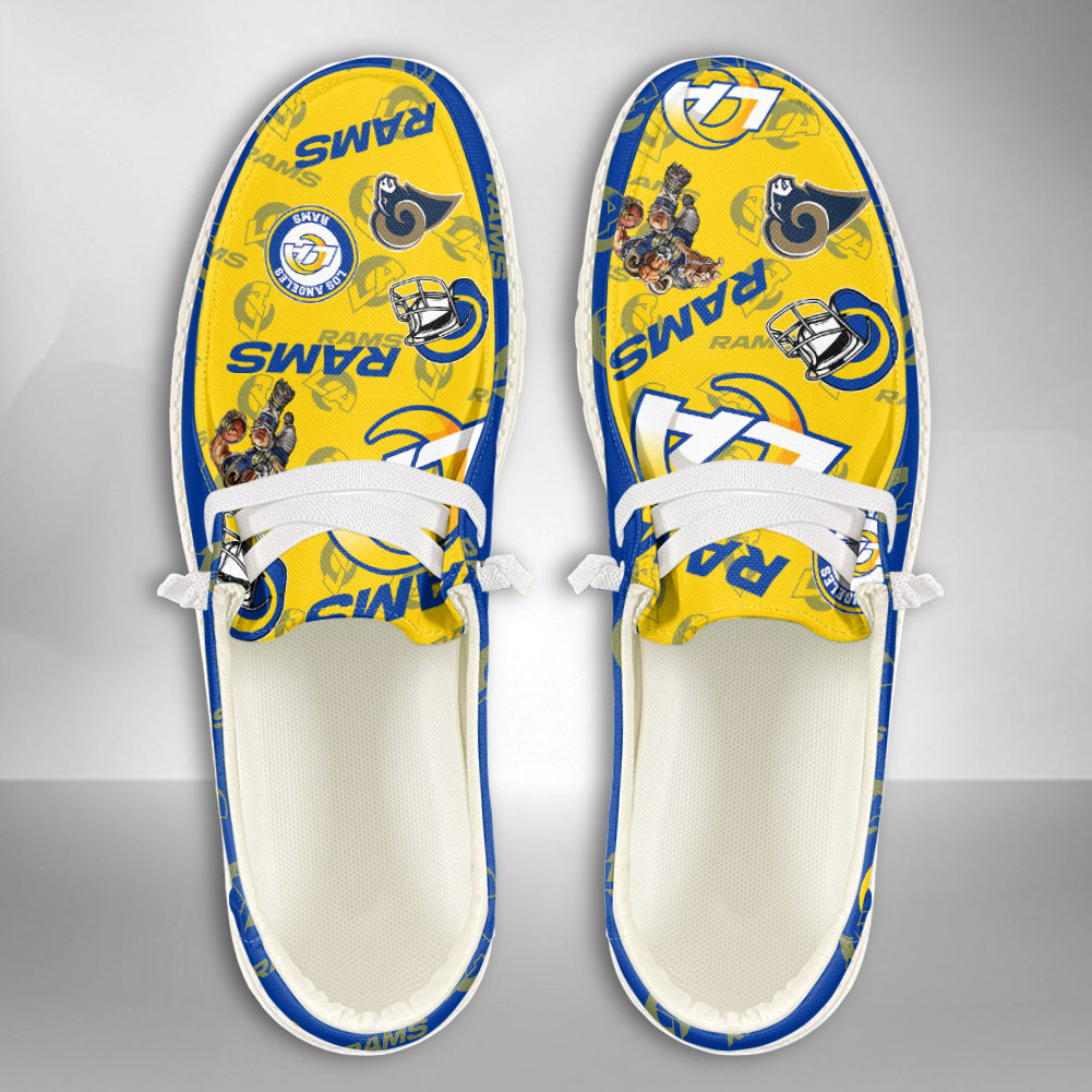 JWFancy NFL Los Angeles Rams Hey Dude Shoes Wally Men's Lace Up Loafers Comfortable For Men And Women