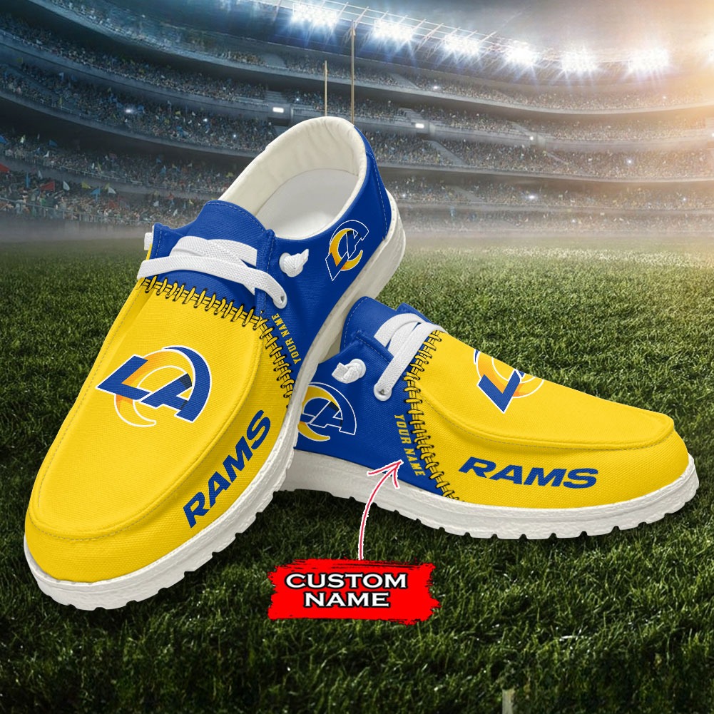 JWFancy NFL Los Angeles Rams Hey Dude Shoes Wally Men's Lace Up Loafers Comfortable For Men And Women
