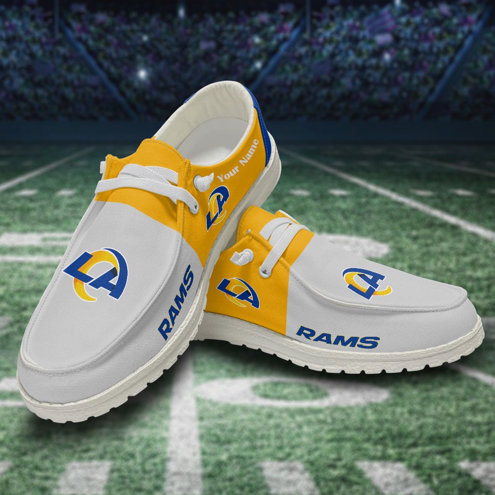 JWFancy NFL Los Angeles Rams Hey Dude Shoes Wally Men's Lace Up Loafers Comfortable For Men And Women