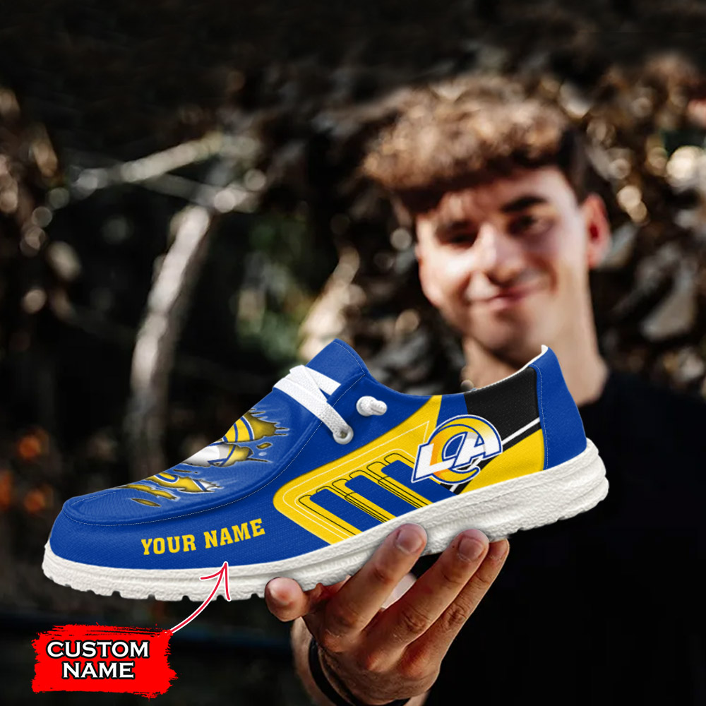 JWFancy NFL Los Angeles Rams Hey Dude Shoes Wally Men's Lace Up Loafers Comfortable For Men And Women