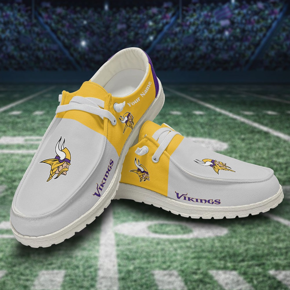 JWFancy NFL Minnesota Vikings Hey Dude Shoes Wally Men's Lace Up Loafers Comfortable For Men And Women