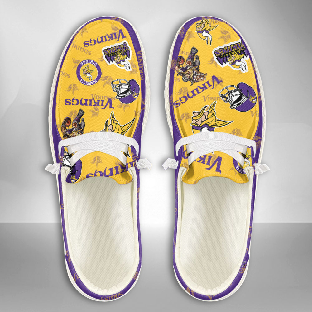 JWFancy NFL Minnesota Vikings Hey Dude Shoes Wally Men's Lace Up Loafers Comfortable For Men And Women