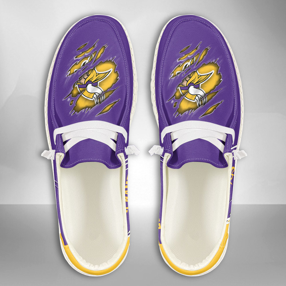 JWFancy NFL Minnesota Vikings Hey Dude Shoes Wally Men's Lace Up Loafers Comfortable For Men And Women