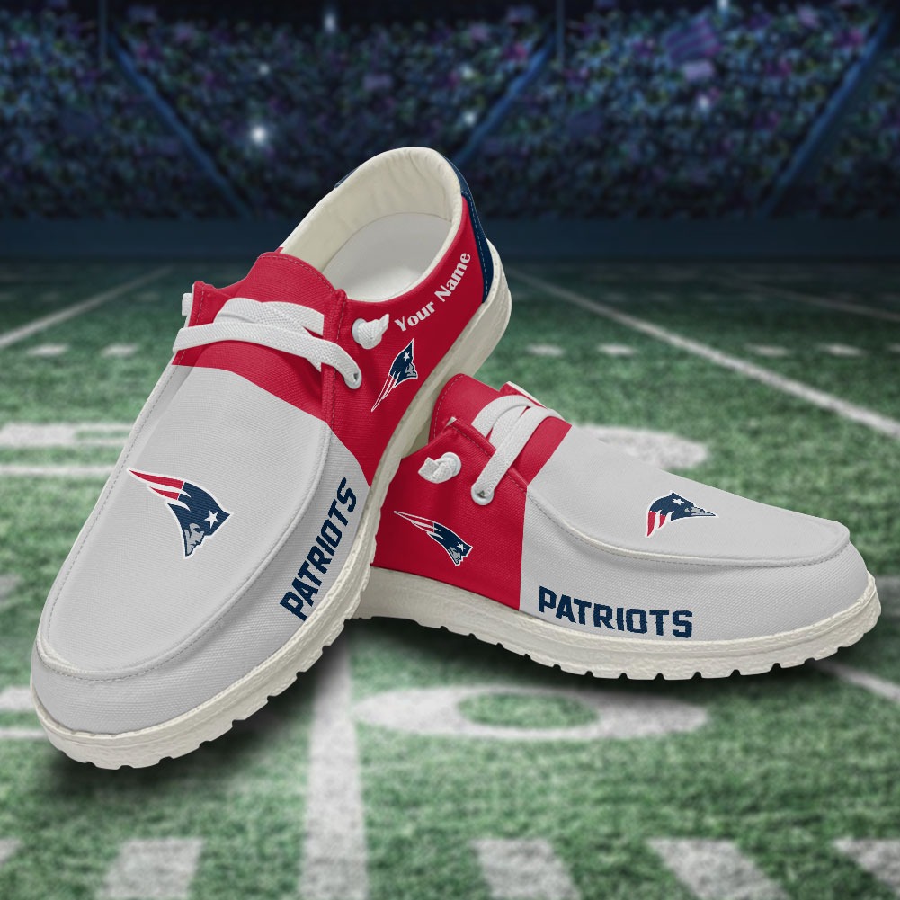 JWFancy NFL New England Patriots Hey Dude Shoes Wally Men's Lace Up Loafers Comfortable For Men And Women