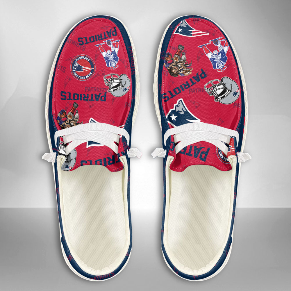 JWFancy NFL New England Patriots Hey Dude Shoes Wally Men's Lace Up Loafers Comfortable For Men And Women