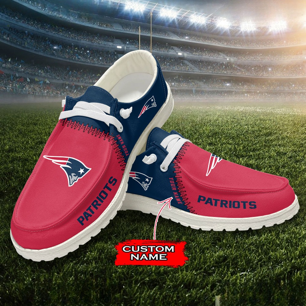 JWFancy NFL New England Patriots Hey Dude Shoes Wally Men's Lace Up Loafers Comfortable For Men And Women